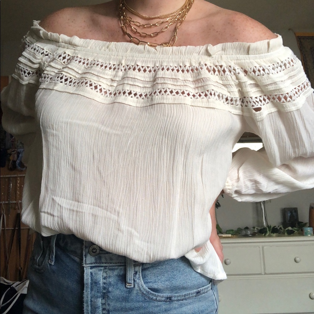 Flowy cream color long sleeve top